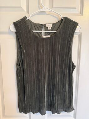 J. Crew Olive Pleated Sleeveless Tank Top
